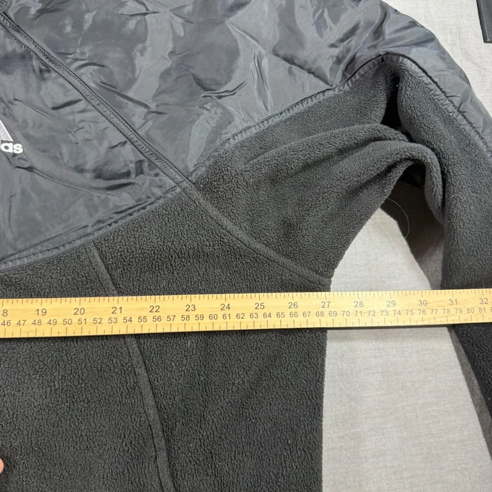 Adidas Fleece Jacket Mens XL Black Excellent Full Zip Nylon Overlay‎ Mock Neck